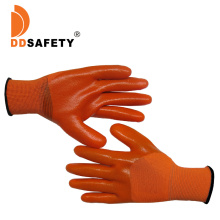 10 Gauge Orange Nylon Knitted Shell Gloves with Orange PVC 3/4 Coated